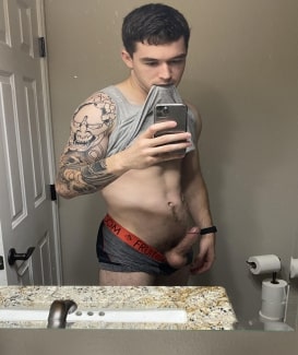 Handsome guy with his dick out