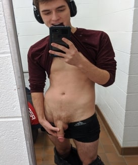 Handsome boy with his cock out