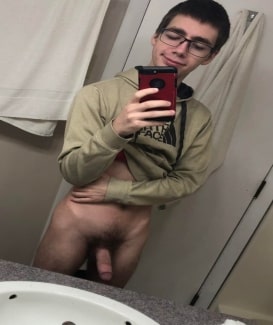 Selfie boy with a hairy cock