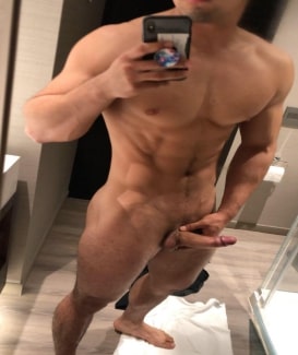 Stud with a hard uncut cock