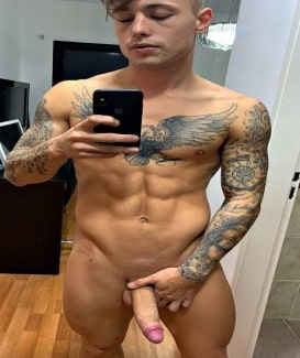 Nude tattooed stud