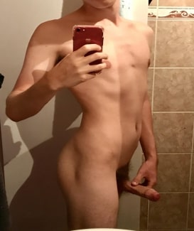 Nude twink taking dick pics