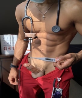 Nurse with his cock out