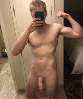 Flexing boy with a big dick