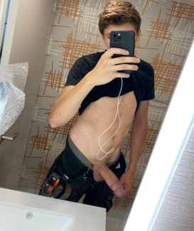 Mirror boy with a huge cock