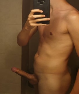 Nude twink with erection